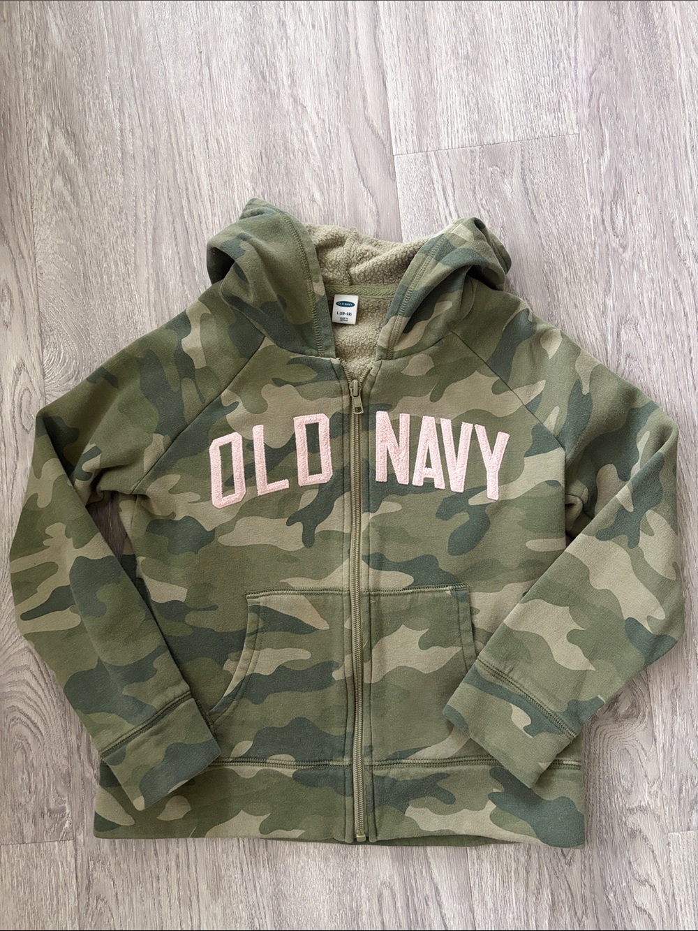 Old Navy Camo Zip Hoodie with Pink Logo